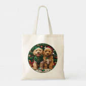 Kerst Goldendoodle Puppy Honden Tote Bag (Achterkant)