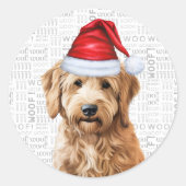 Kerst Goldendoodle Santa en Woof Hondenliefhebber Ronde Sticker (Voorkant)