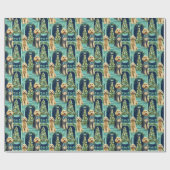 Kerst Goldendoodle Vignet Inpakpapier (Vlak)
