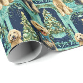 Kerst Goldendoodle Vignet Inpakpapier (Rol Hoek)