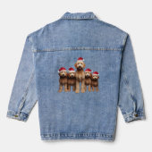 Kerst Goldendoodle, Xmas Labradoodle Crew Denim Jacket (Achterkant)