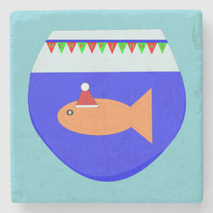 Kerst Goldfish Stenen Onderzetter