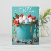 Kerst Golf Bal Bucket Foto Feestdagenkaart (Staand voorkant)