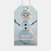 Kerst Golf Ball Snowman Cadeaulabel (Voorkant)
