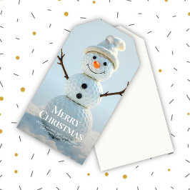 Kerst Golf Ball Snowman Cadeaulabel