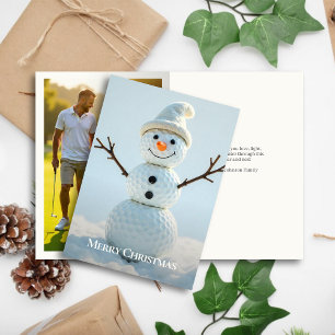 Kerst Golf Ball Snowman · Familiefoto Feestdagen Kaart