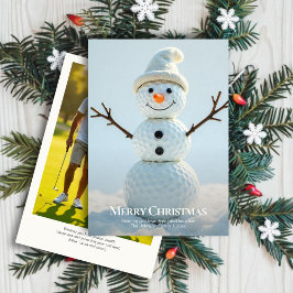 Kerst Golf Ball Snowman · Familiefoto Feestdagenkaart