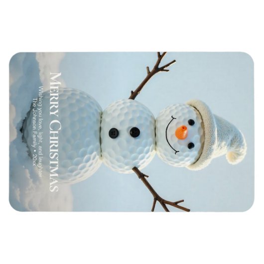 Kerst Golf Ball Snowman Magneet (Horizontaal)