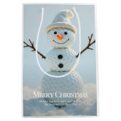 Kerst Golf Ball Snowman Medium Cadeauzakje (Voorkant)
