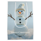 Kerst Golf Ball Snowman Medium Cadeauzakje (Achterkant)