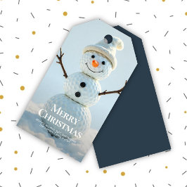 Kerst Golf Ball Snowman · Navy Blue Cadeaulabel