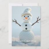 Kerst Golf Ball Snowman · Navy Blue Feestdagenkaart (Voorkant)