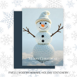 Kerst Golf Ball Snowman · Navy Blue Feestdagenkaart