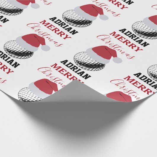 Kerst Golf Ball Sport Aangepaste naam Cadeaupapier (Hoek)