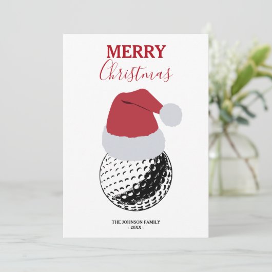 Kerst Golf Ball Sport Aangepaste naam Feestdagenkaart (Staand voorkant)