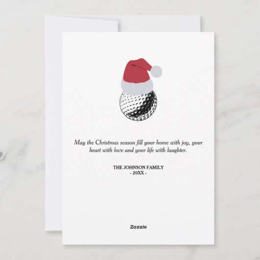 Kerst Golf Ball Sport Aangepaste naam Feestdagenkaart (Achterkant)