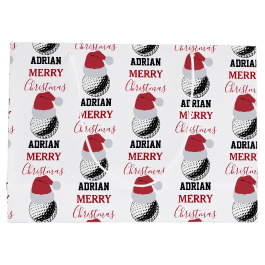 Kerst Golf Ball Sport Aangepaste naam Groot Cadeauzakje (Achterkant)