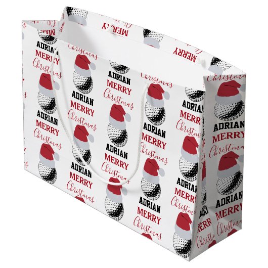 Kerst Golf Ball Sport Aangepaste naam Groot Cadeauzakje (Achterkant Gekanteld)