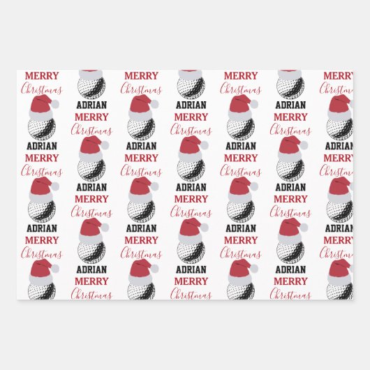 Kerst Golf Ball Sport Aangepaste naam Inpakpapier Vel (Voorkant 2)