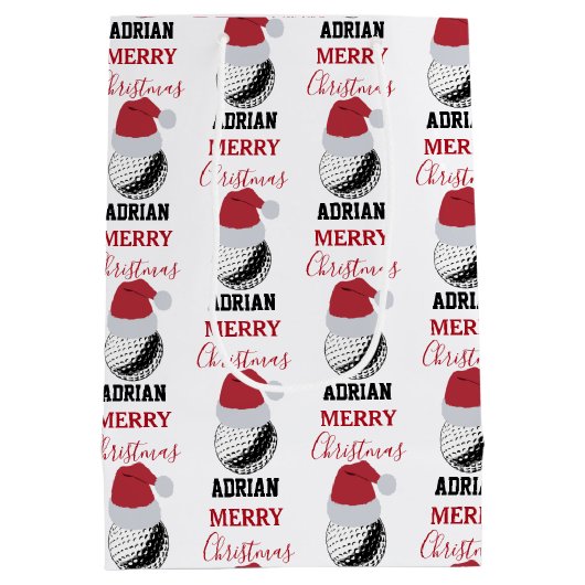 Kerst Golf Ball Sport Aangepaste naam Medium Cadeauzakje (Achterkant)