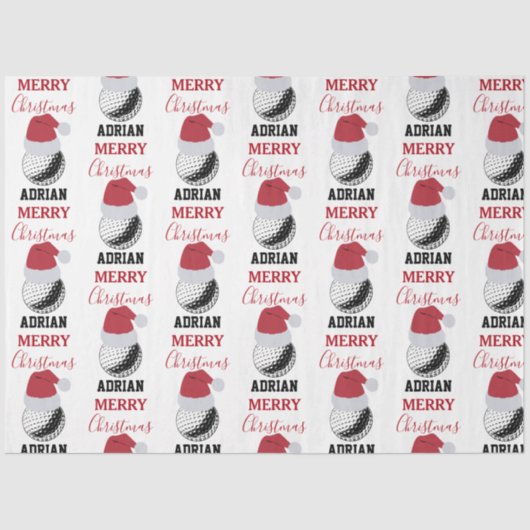 Kerst Golf Ball Sport Aangepaste naam Tissuepapier (Voorkant)