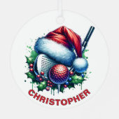 Kerst Golf Club & Ball Aangepaste naam Metalen Ornament (Achterkant)