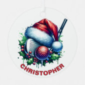 Kerst Golf Club & Ball Aangepaste naam Metalen Ornament (Voorkant)