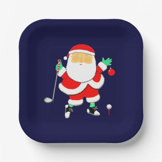 Kerst Golf Feest Papieren Bordje (Voorkant)