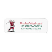 Kerst Golf Golfer kerstman Retouradres Etiket (Voorkant)