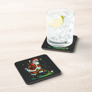 Kerst Golf Kerstman Golfer Kerstmis Grappig Bier Onderzetter