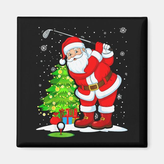 Kerst Golf Kerstman Golfer Xmas Grappige Kerstmis  Magneet (Voorkant)