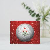 Kerst Golf Kerstman Ontwerp Vakantie Ansichtkaart Feestdagenkaart (Staand voorkant)