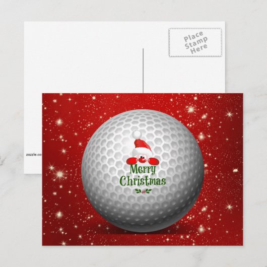 Kerst Golf Kerstman Ontwerp Vakantie Ansichtkaart Feestdagenkaart (Voorkant / Achterkant)