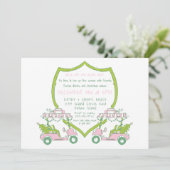 Kerst Golf Party Roze Golf Carts Groene Crest Kaart (Staand voorkant)