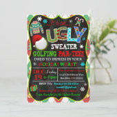 Kerst Golf Party uitnodiging (Staand voorkant)