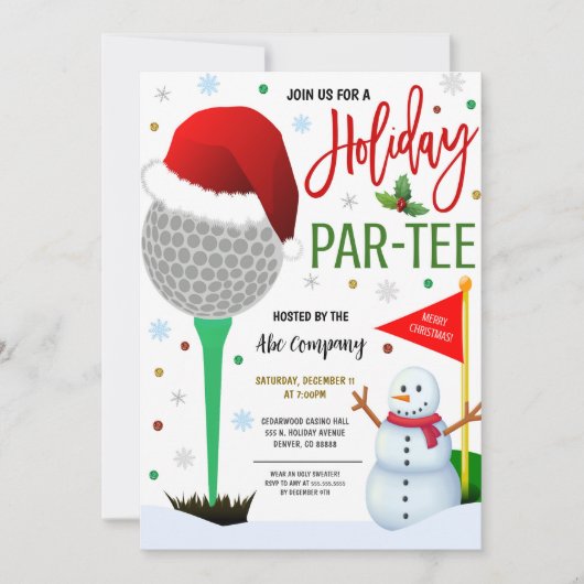 Kerst Golf Party uitnodiging (Voorkant)