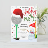 Kerst Golf Party uitnodiging (Staand voorkant)