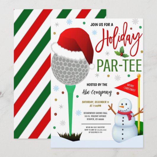 Kerst Golf Party uitnodiging (Voorkant / Achterkant)
