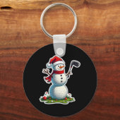 Kerst Golf Sneeuwman Kerstman Hoed Grappige Golf L Sleutelhanger (Voorkant)