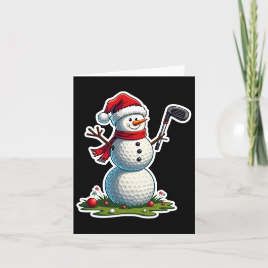 Kerst Golf Snowman Santa Hat Grappige Golf Lover Kaart (Voorkant)