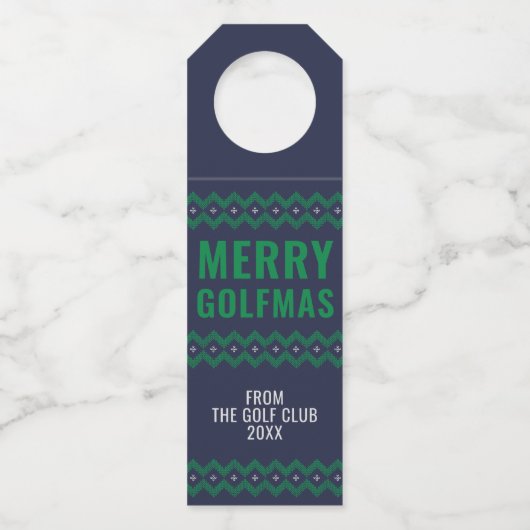 Kerst Golf Thema Vrolijk Golfmas Bottle Label (Voorkant)