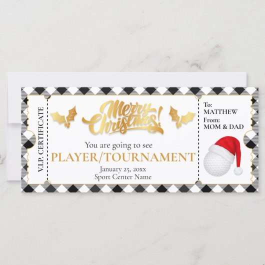 Kerst Golf Ticket, Verrassingscadeaubon (Voorkant)
