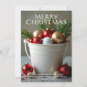 Kerst golfbal emmer feestdagenkaart (Voorkant)