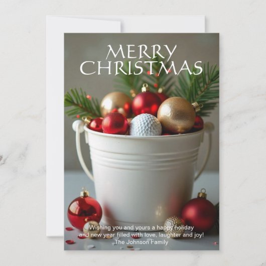 Kerst golfbal emmer feestdagenkaart (Voorkant)