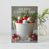 Kerst golfbal emmer feestdagenkaart (Staand voorkant)