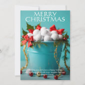 Kerst golfbal emmer feestdagenkaart (Voorkant)