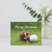 Kerst Golfbal en dennenkegel voor golfer Briefkaart (Staand voorkant)