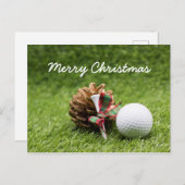 Kerst Golfbal en dennenkegel voor golfer Briefkaart (Voorkant / Achterkant)