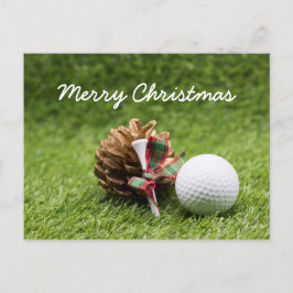 Kerst Golfbal en dennenkegel voor golfer Briefkaart
