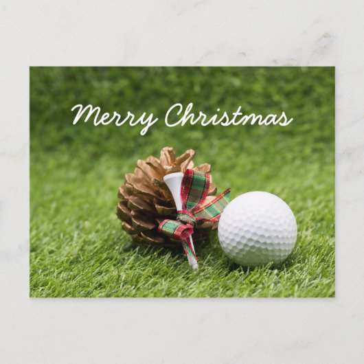 Kerst Golfbal en dennenkegel voor golfer Briefkaart (Voorkant)